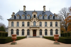 Façade extérieure du château de Groussay à Montfort-l'Amaury, demeure néoclassique du XIXe siècle entourée de jardins à la française